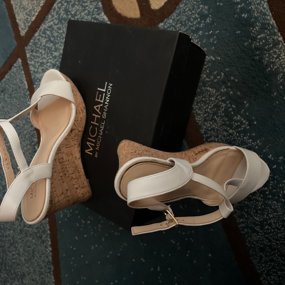 White wedge sandals